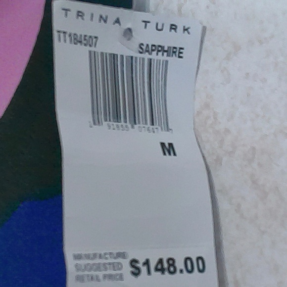 NWT Trina Terk Jump Suit Abstract Pattern Blue Black Pink Purple Size Medium - Picture 13 of 15